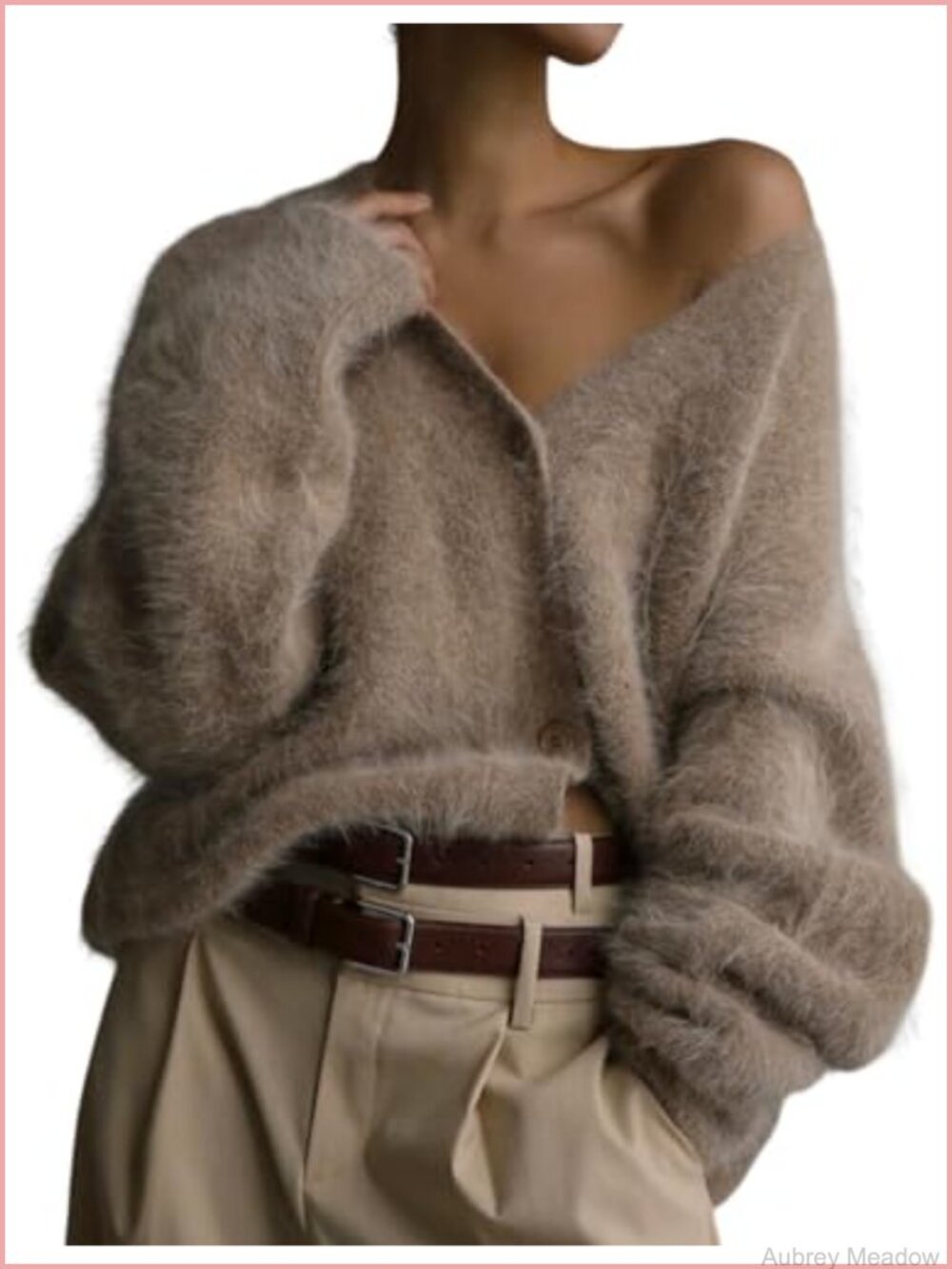 Fuzzy Oversized Cardigan Sweater Women V-Neck Button Down Soft Knit